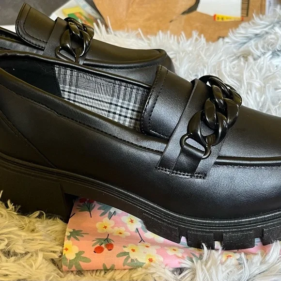 Jellypop Black UNA Chunky heel Loafers size 7 - Picture 7 of 10